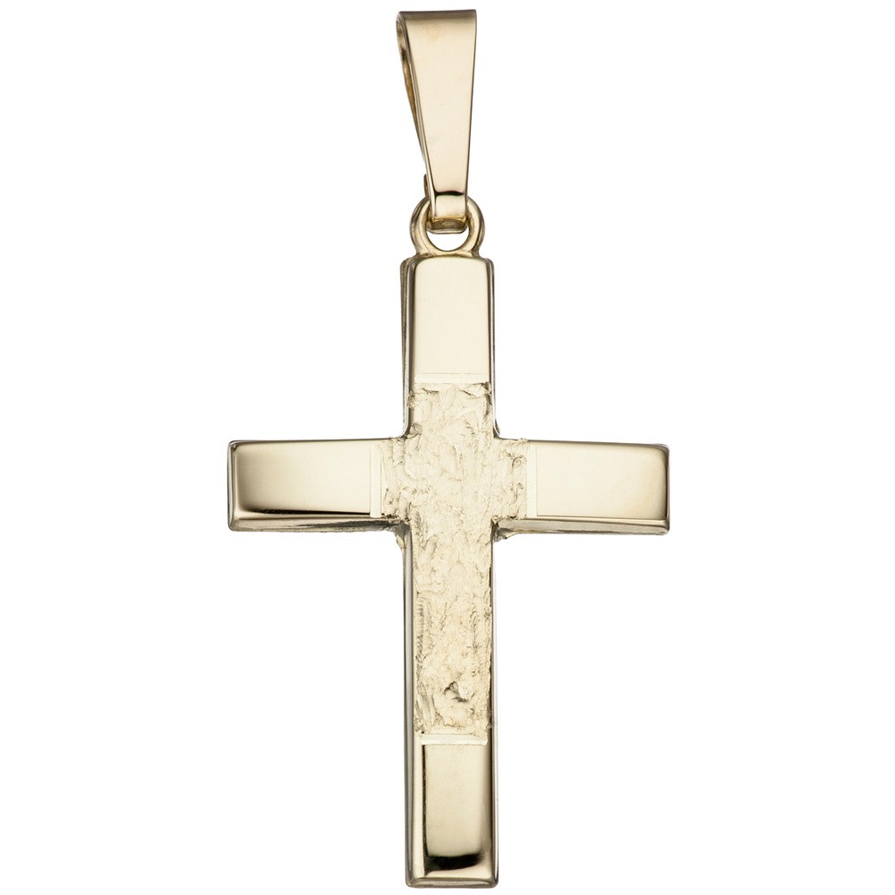 Anhänger Kreuz 585 Gelbgold gehämmert Kreuzanhänger Goldkreuz Goldanhänger