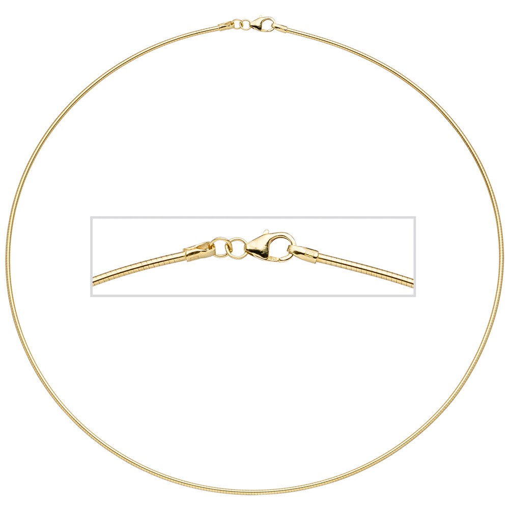 Halsreif 925 Sterling Silber gold vergoldet 1,5mm 45cm Kette Halskette