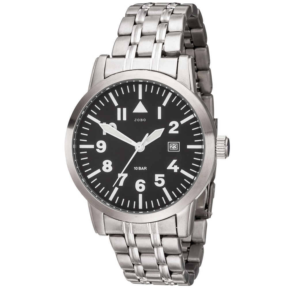 JOBO Herren Armbanduhr Quarz Analog Edelstahl Herrenuhr mit Datum
