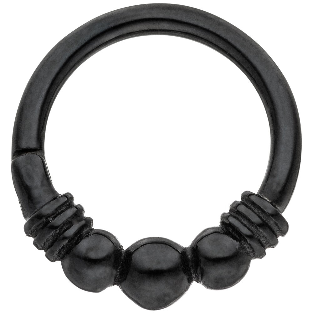 Segmentring Edelstahl schwarz mit Klick-System Scharnier Ringstärke 1,2mm