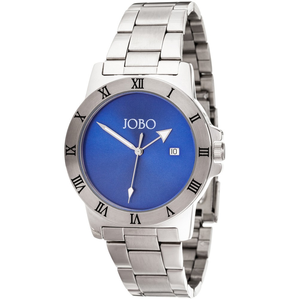 JOBO Herren Armbanduhr blau Quarz Analog Edelstahl Datum Herrenuhr