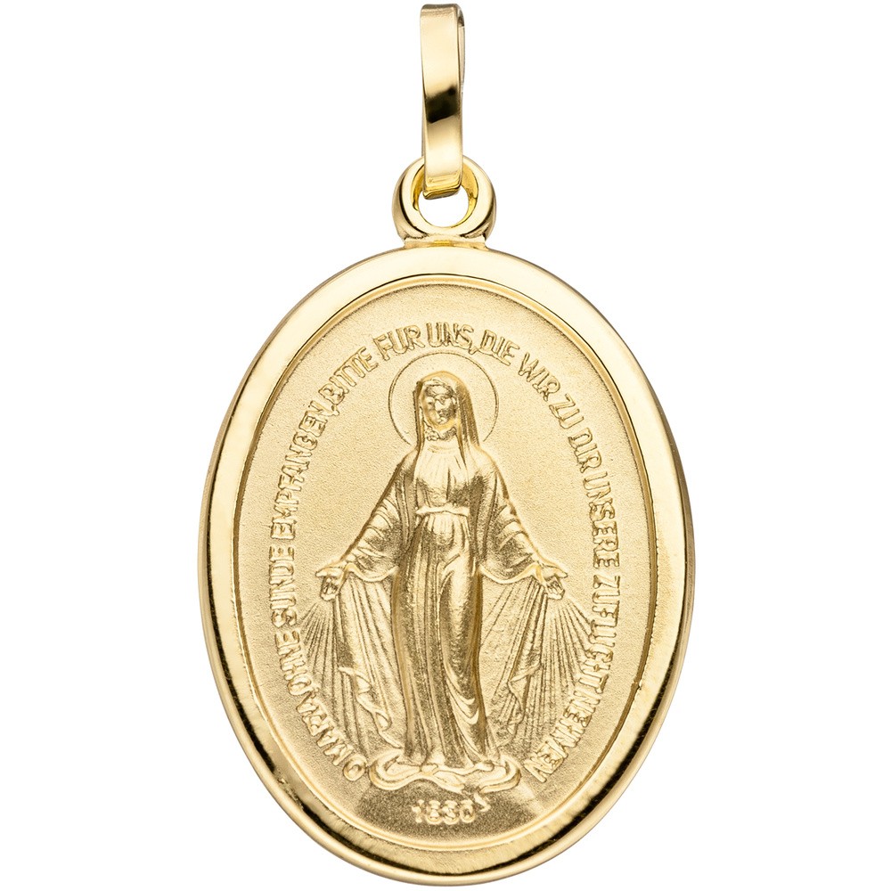 Anhänger Milagrosa oval 333 Gelbgold matt mattiert Goldanhänger