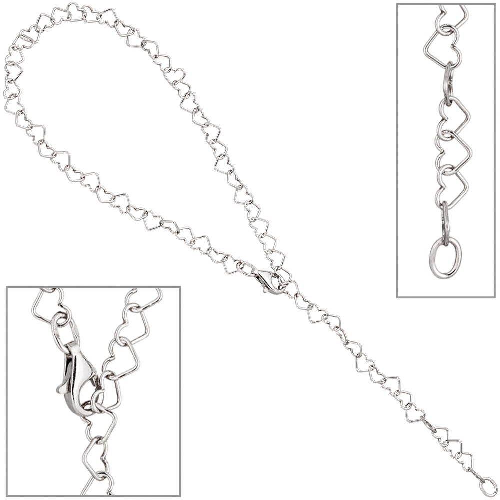 Fußkettchen Fußkette mit Anhänger Herz 925 Sterling Silber 27cm Silberkette