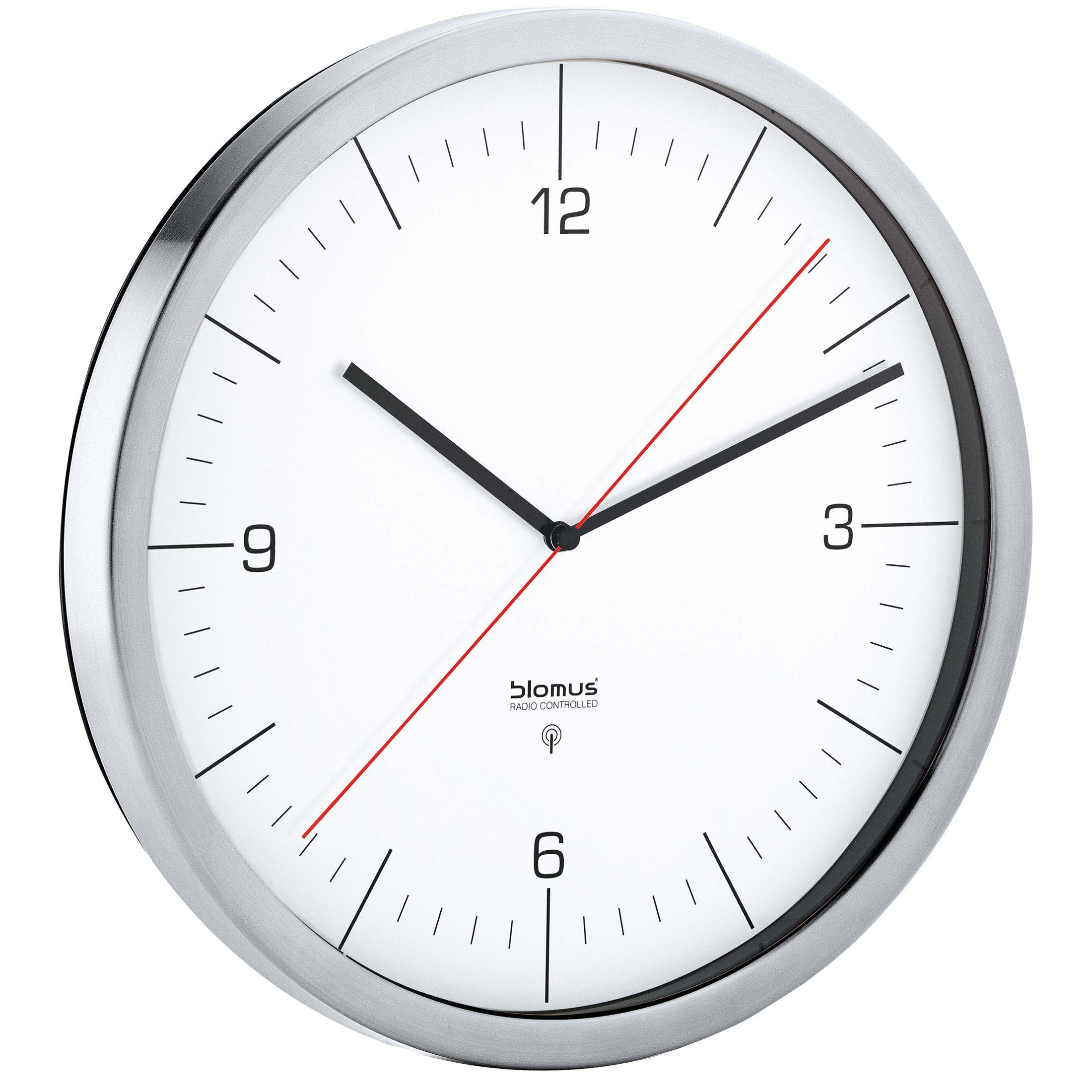 Wanduhr Funk CRONO Edelstahl matt mit Klarglas kombiniert Funkuhr