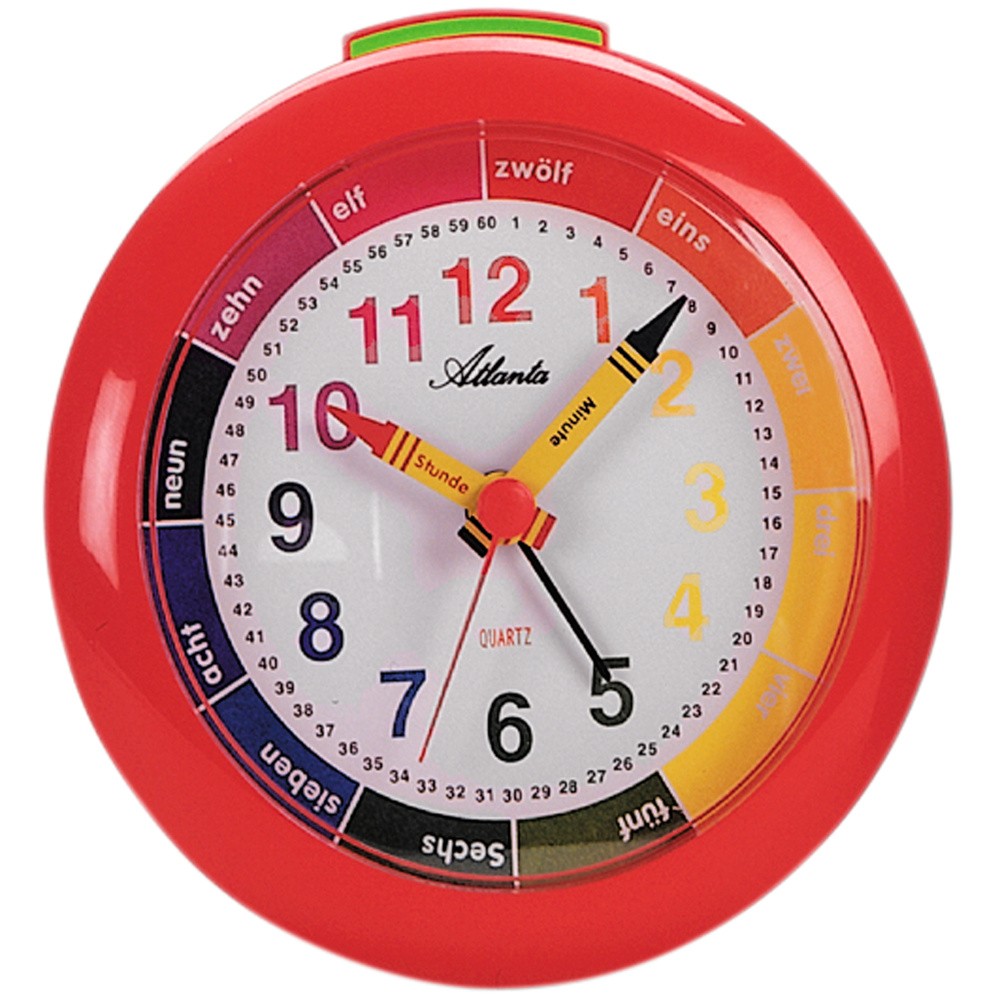 Wecker Kinderwecker Quarz analog rot bunt Lernwecker für Kinder