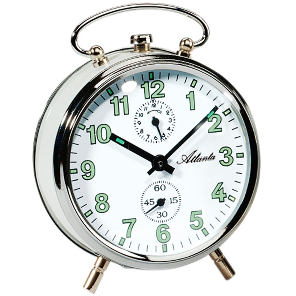 Mechanischer Wecker silbern weiß mechanisch rund