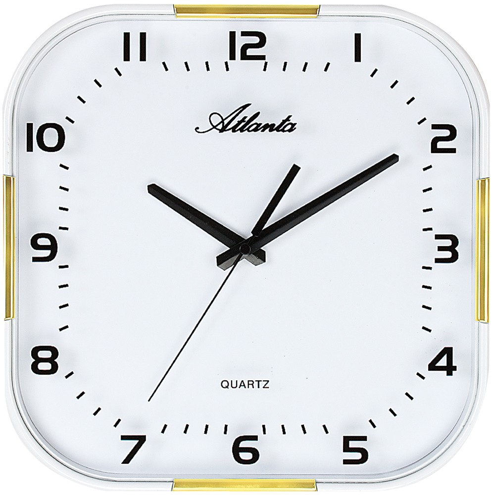 Wanduhr Quarz analog weiß golden mit Glas leise ohne Ticken