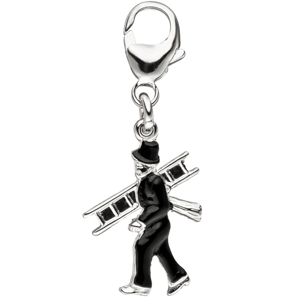 Einhänger Charm Schornsteinfeger 925 Sterling Silber Anhänger für Bettelarmband