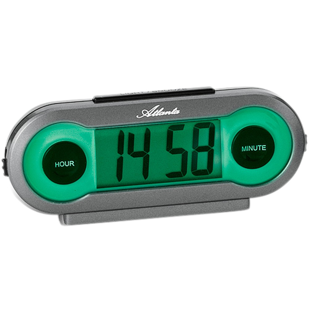 Wecker Quarz digital grau mit grünem Licht Snooze Digitalwecker