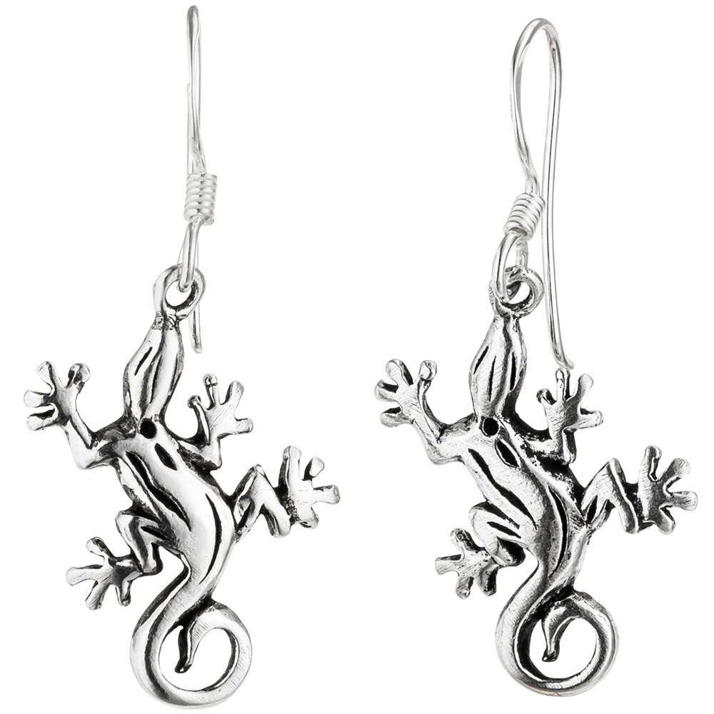 Ohrhänger Gecko Echse Eidechse 925 Sterling Silber Ohrringe Silberohrringe