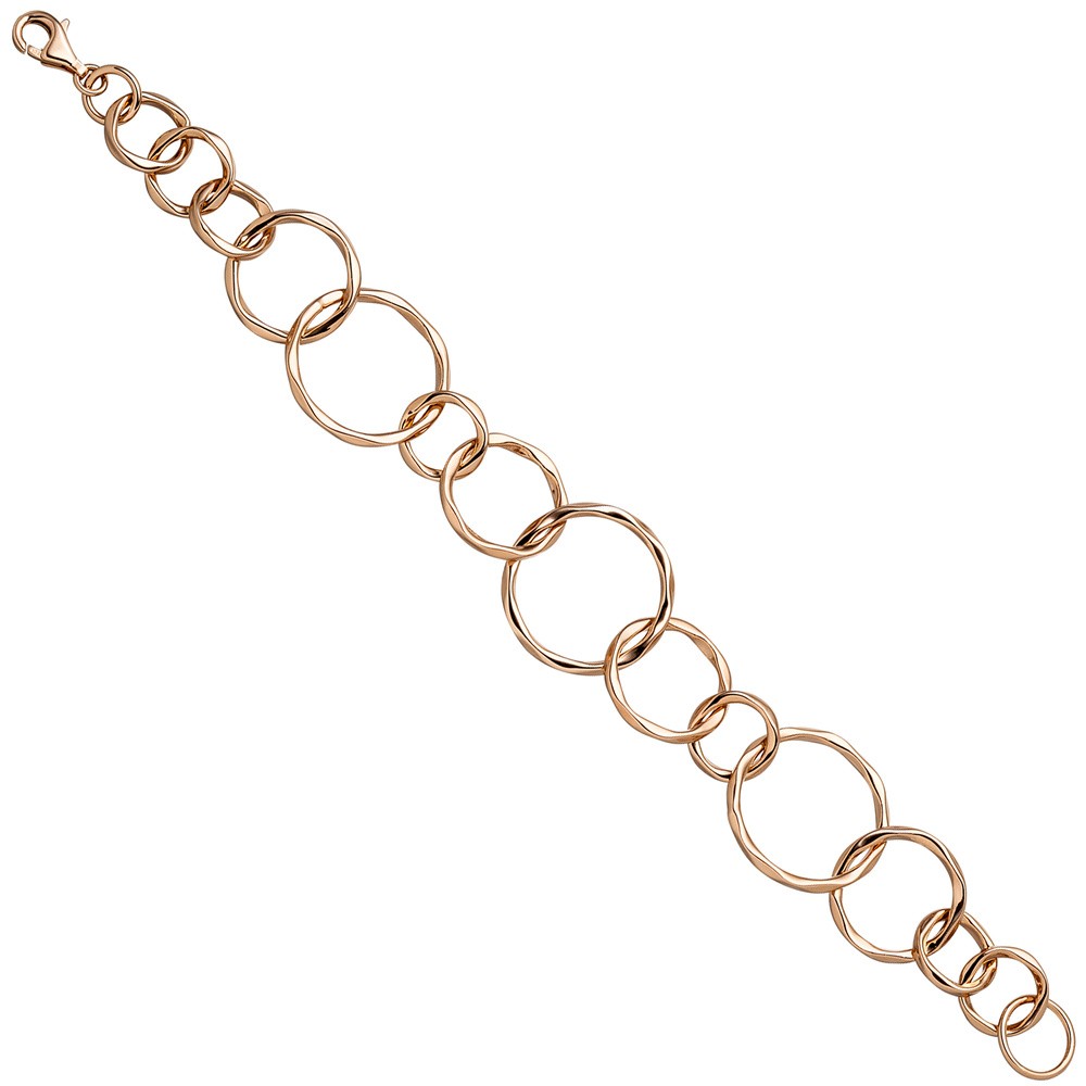 JOBO Armband mit großen Gliedern 925 Sterlingsilber rotgold vergoldet 19cm