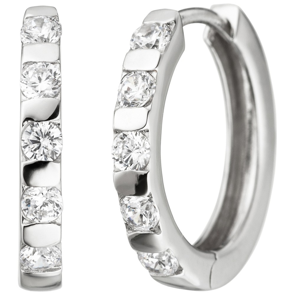 JOBO Creolen 925 Sterlingsilber 10 Zirkonia Ohrringe
