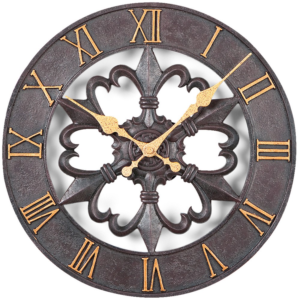 Atlanta Wanduhr Quarz analog rund Eisen-Optik römische Ziffern