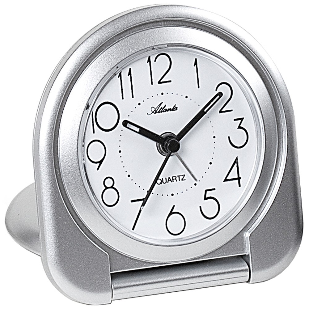 Atlanta Wecker Reisewecker Klappwecker Quarz analog silbern