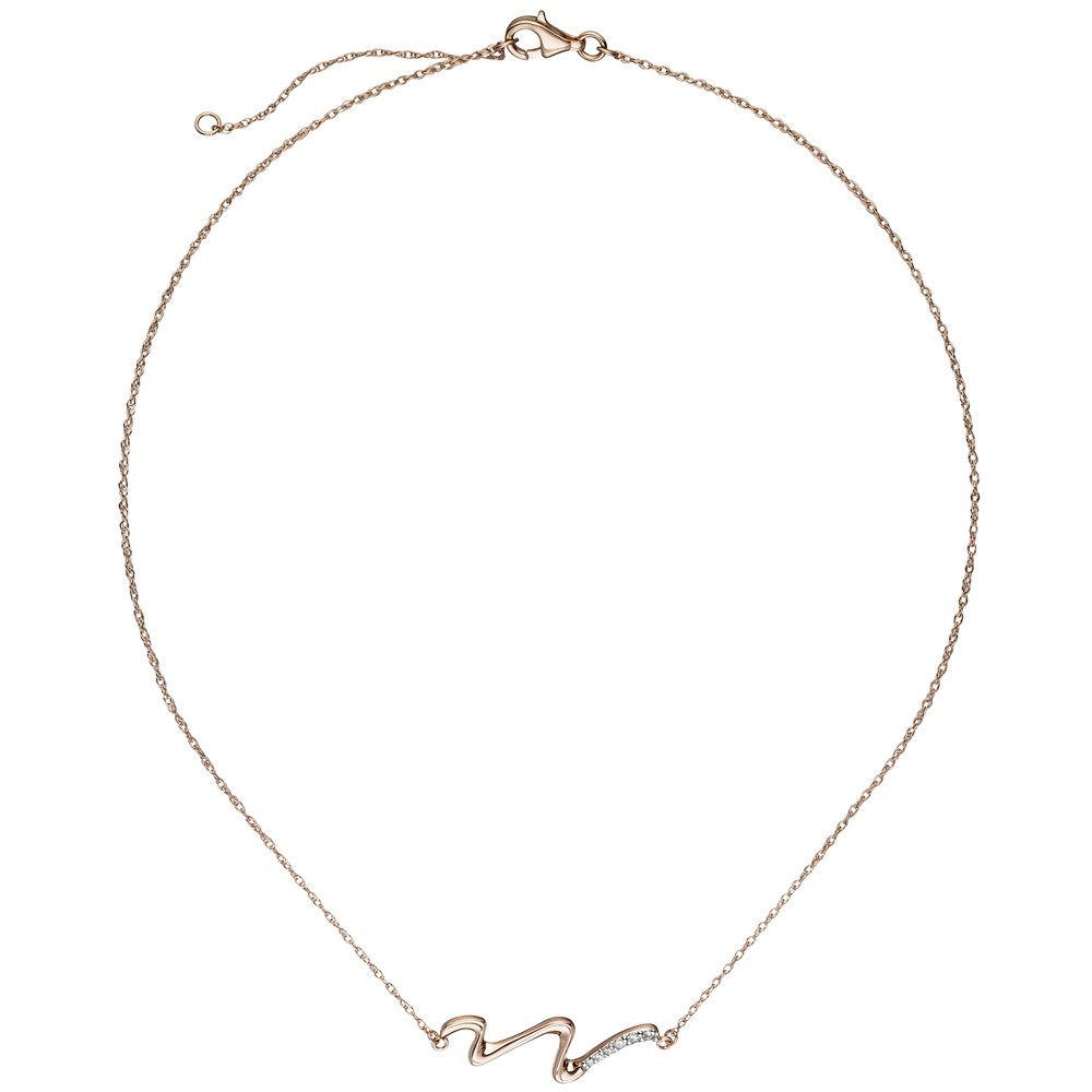 JOBO Collier Halskette 925 Sterlingsilber rotgold vergoldet mit 6 Zirkonia 45cm