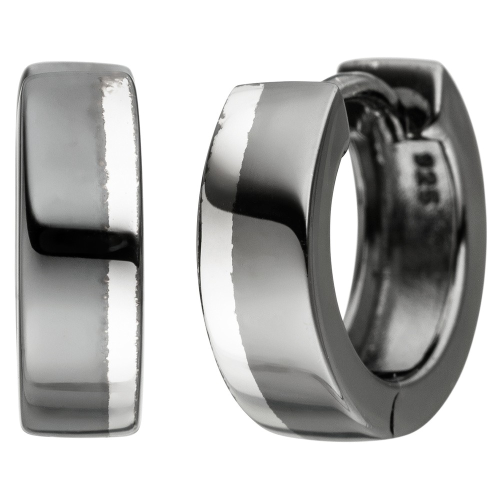 JOBO Creolen 925 Sterlingsilber schwarz bicolor Ohrringe