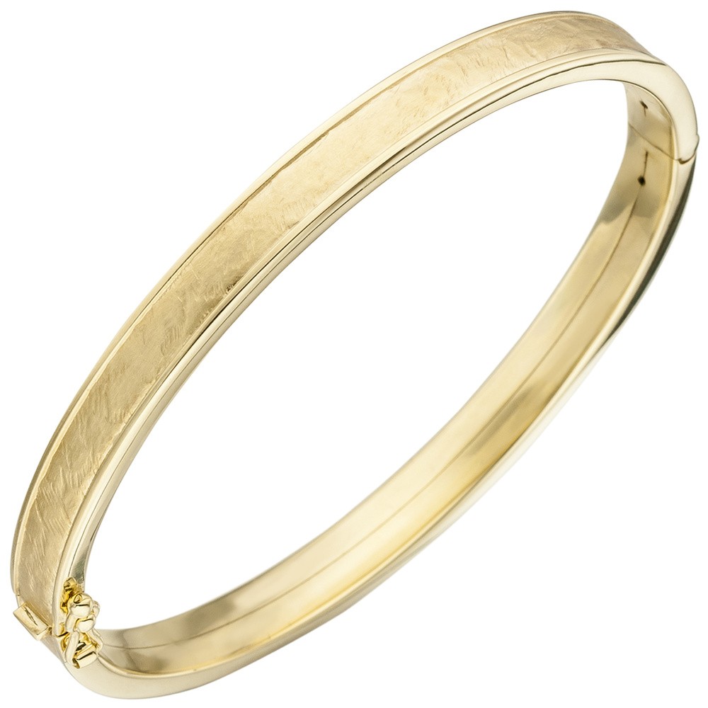 Armreif Armband oval 375 Gelbgold teilmattiert