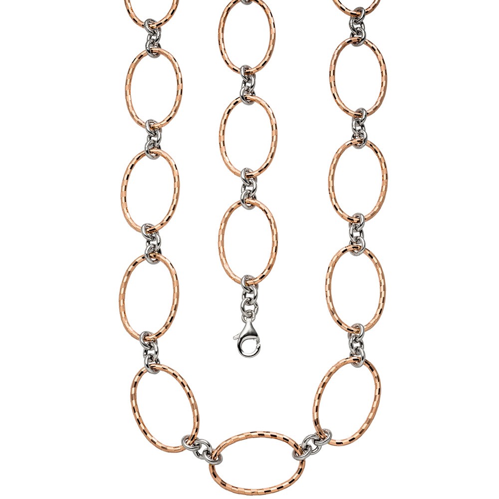 Halskette Kette 925 Sterling Silber bicolor vergoldet 80cm Karabiner