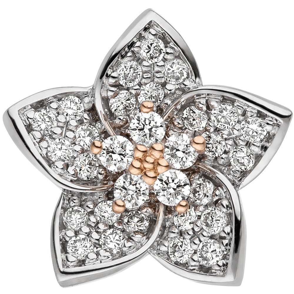 JOBO Anhänger Blume 585 Rotgold Weißgold bicolor 30 Diamanten Brillanten