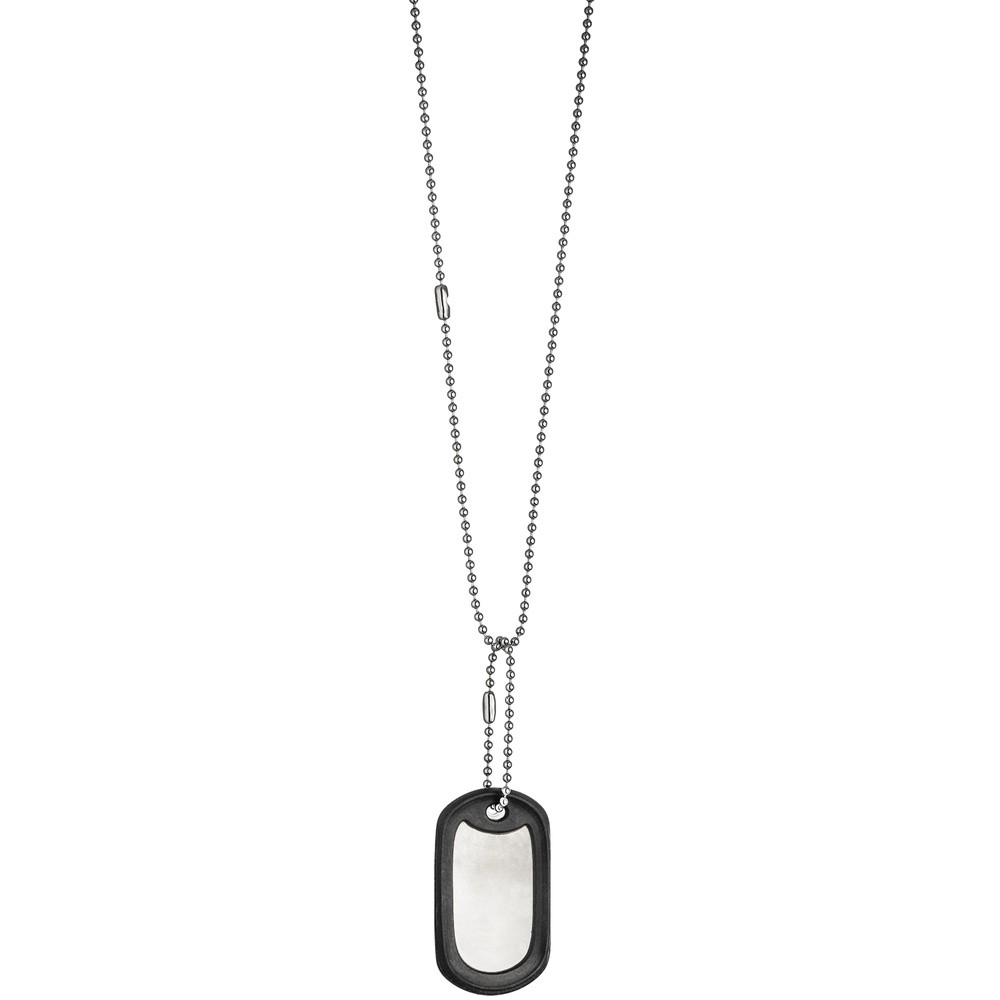 JOBO Collier Kette mit Anhänger Dog Tag aus Edelstahl mit Silikon 50cm Gravurplatte