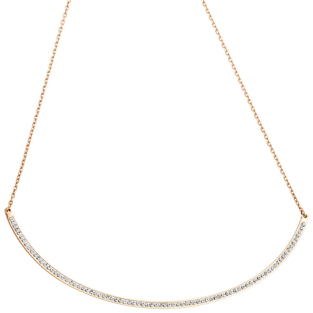 Collier Kette mit Anhänger Edelstahl rotgold farben mit Kristallen 50cm