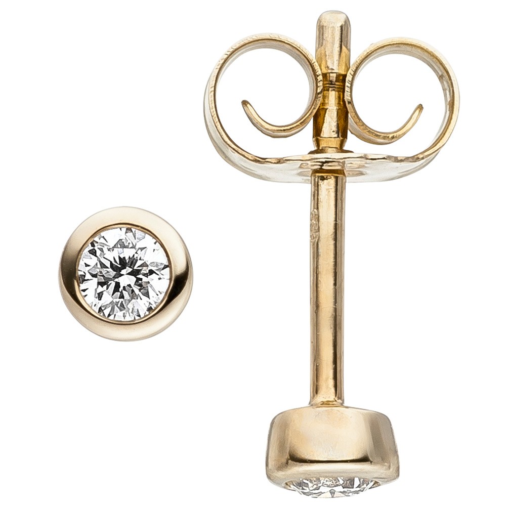 JOBO Ohrstecker 585 Gelbgold 2 Diamanten Brillanten Ohrringe
