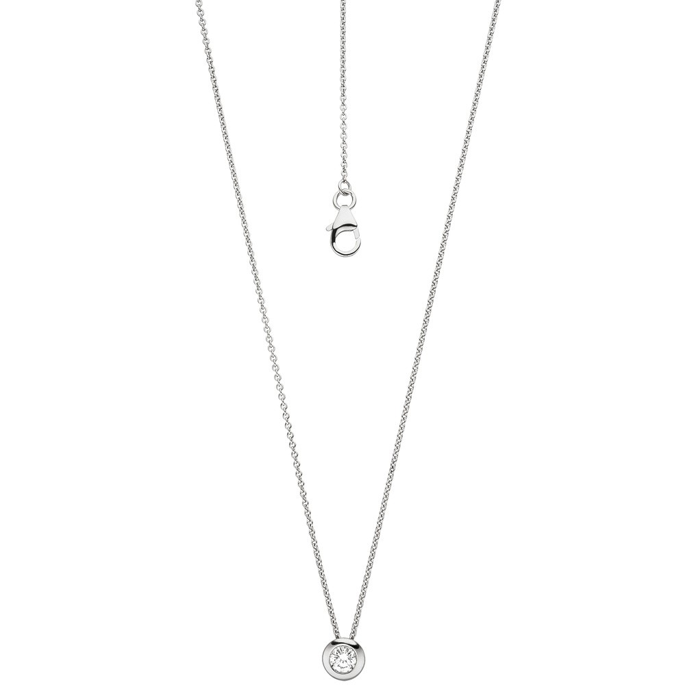 Collier Kette mit Anhänger 585 Weißgold 1 Diamant Brillant 45cm