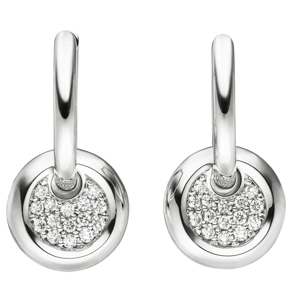 Creolen 585 Weißgold 30 Diamanten Brillanten Ohrringe