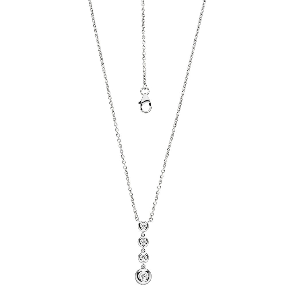 Collier Kette mit Anhänger 585 Weißgold 4 Diamanten Brillanten 43cm