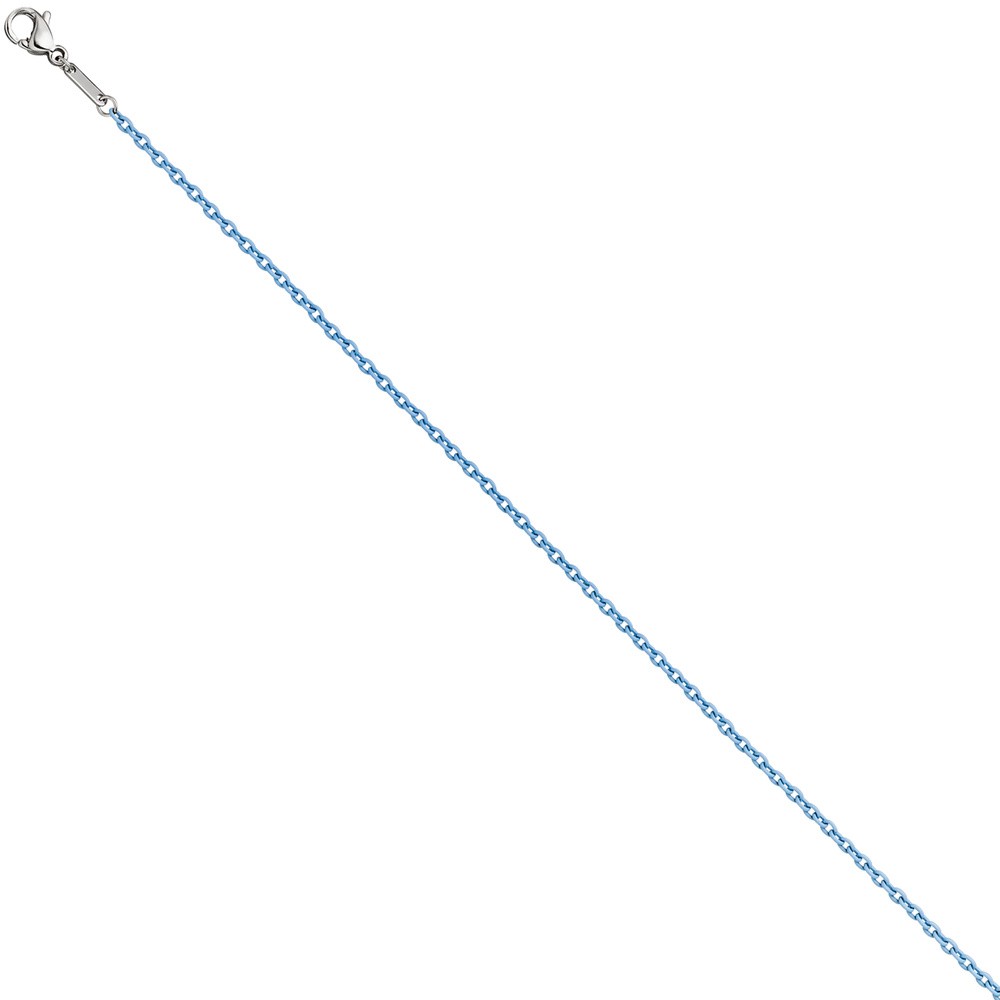Rundankerkette Edelstahl blau lackiert 45cm Karabiner