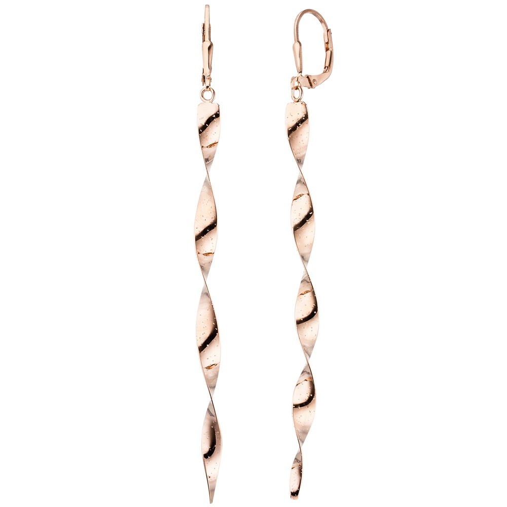 JOBO Ohrhänger Spirale 925 Sterlingsilber rotgold vergoldet Ohrringe gedreht