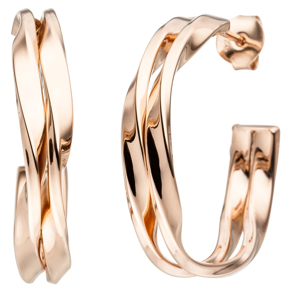 JOBO Halbcreolen 925 Sterlingsilber rotgold vergoldet Ohrringe Creolen