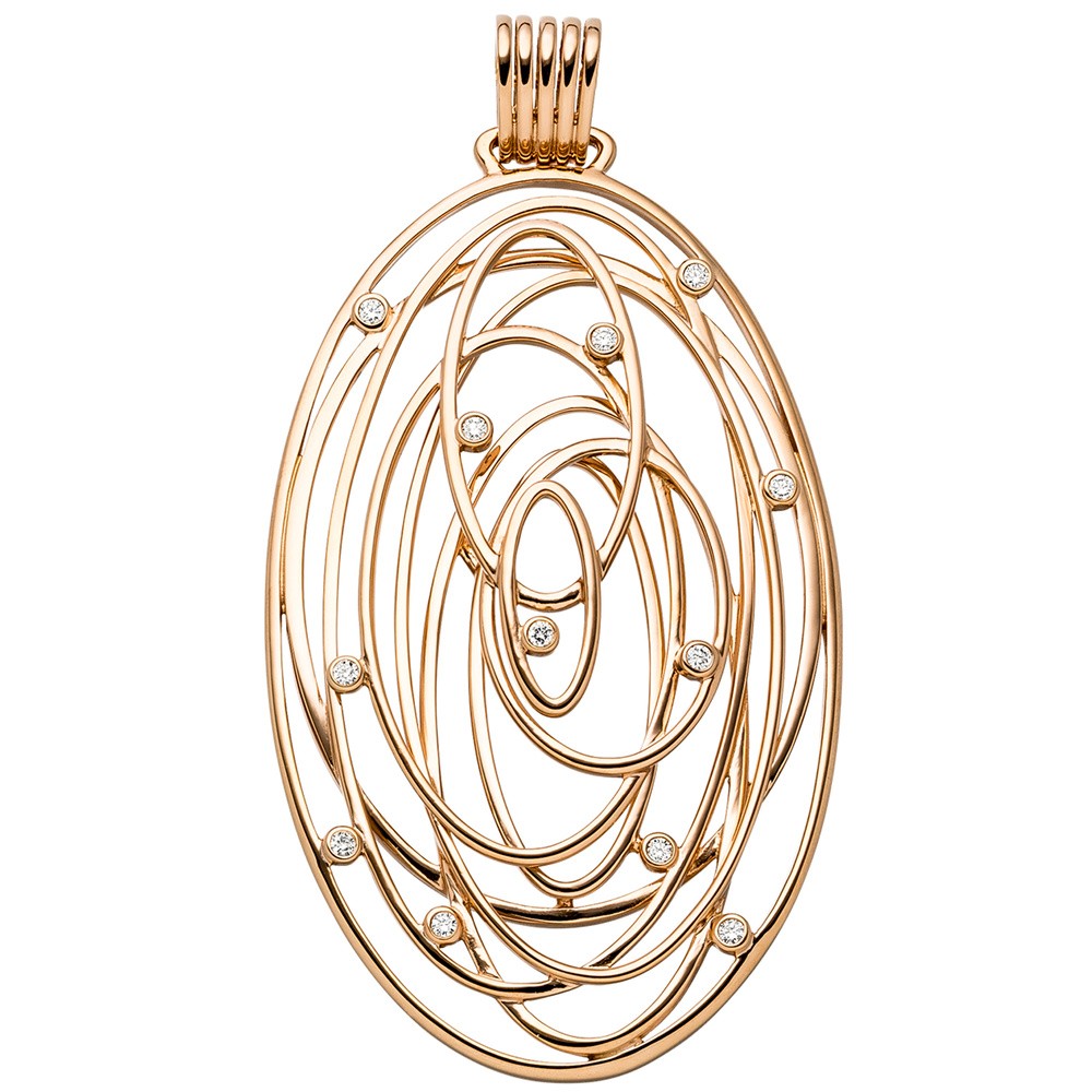 JOBO Anhänger oval 585 Rotgold 12 Diamanten Brillanten 0,14ct.