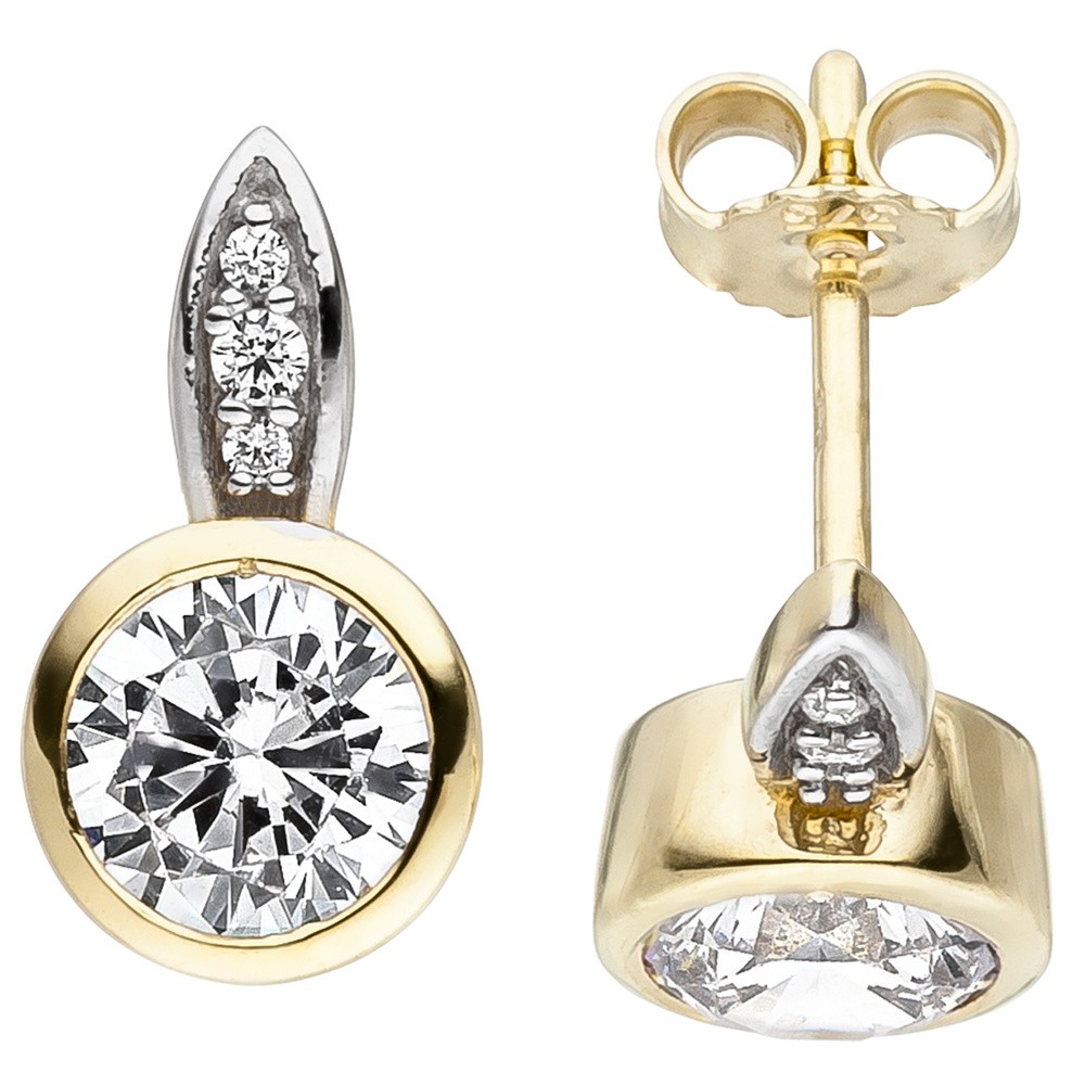 JOBO Ohrstecker 375 Gelbgold 8 Zirkonia Ohrringe