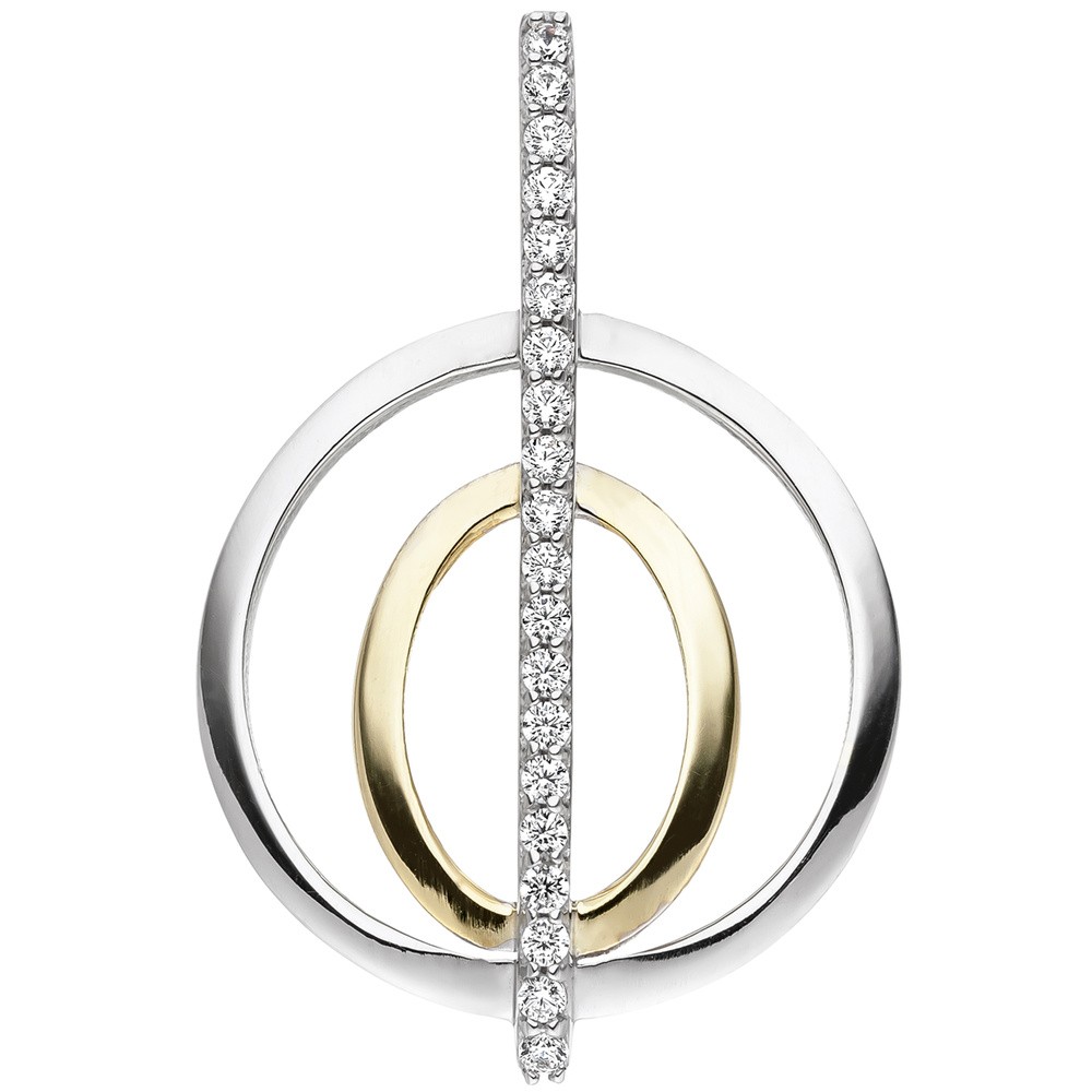 JOBO Anhänger 925 Sterlingsilber bicolor vergoldet 20 Zirkonia