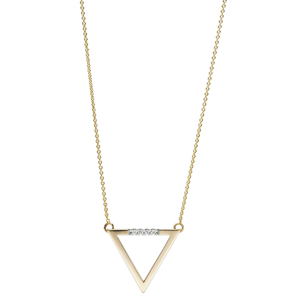Collier Halskette Dreieck 585 Gelbgold 5 Diamanten Brillanten 42cm Kette