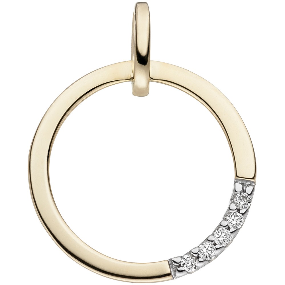 JOBO Anhänger 585 Gelbgold 5 Diamanten Brillanten