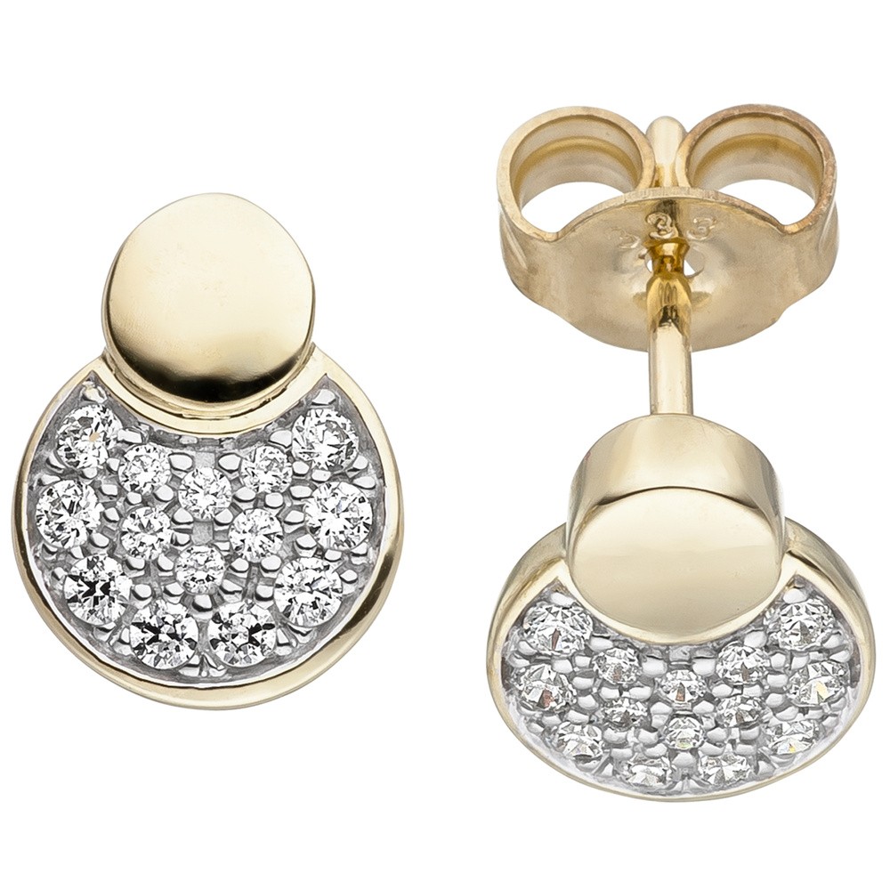JOBO Ohrstecker 333 Gelbgold 28 Zirkonia Ohrringe