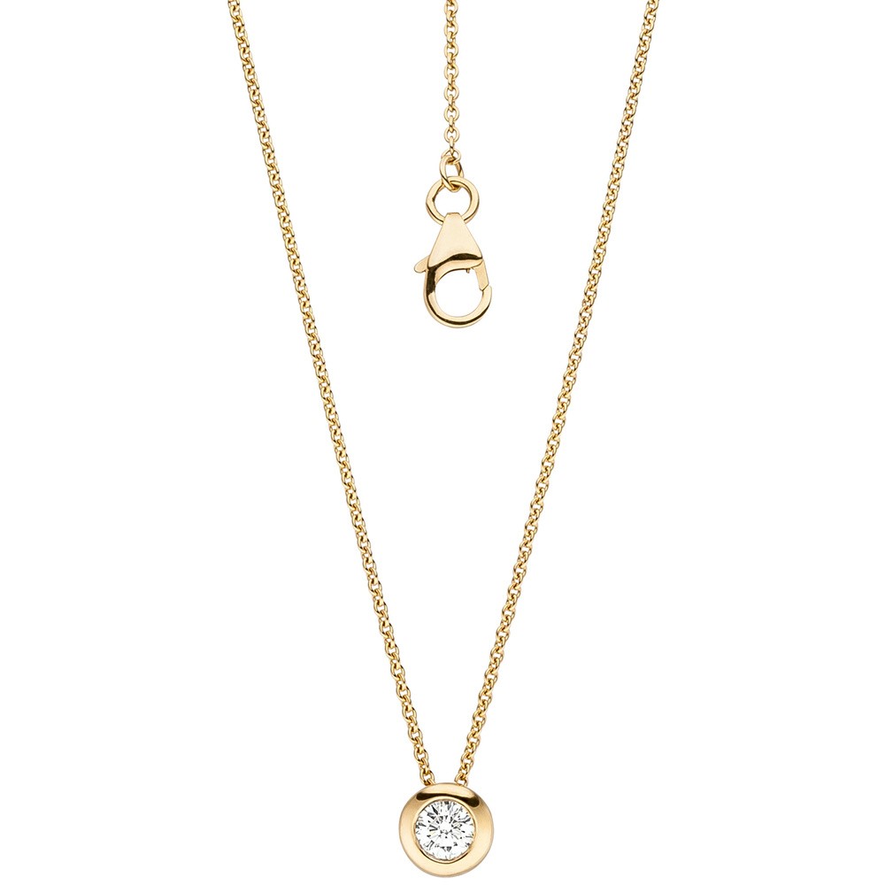 Collier Kette mit Anhänger 585 Gelbgold 1 Diamant Brillant 45cm