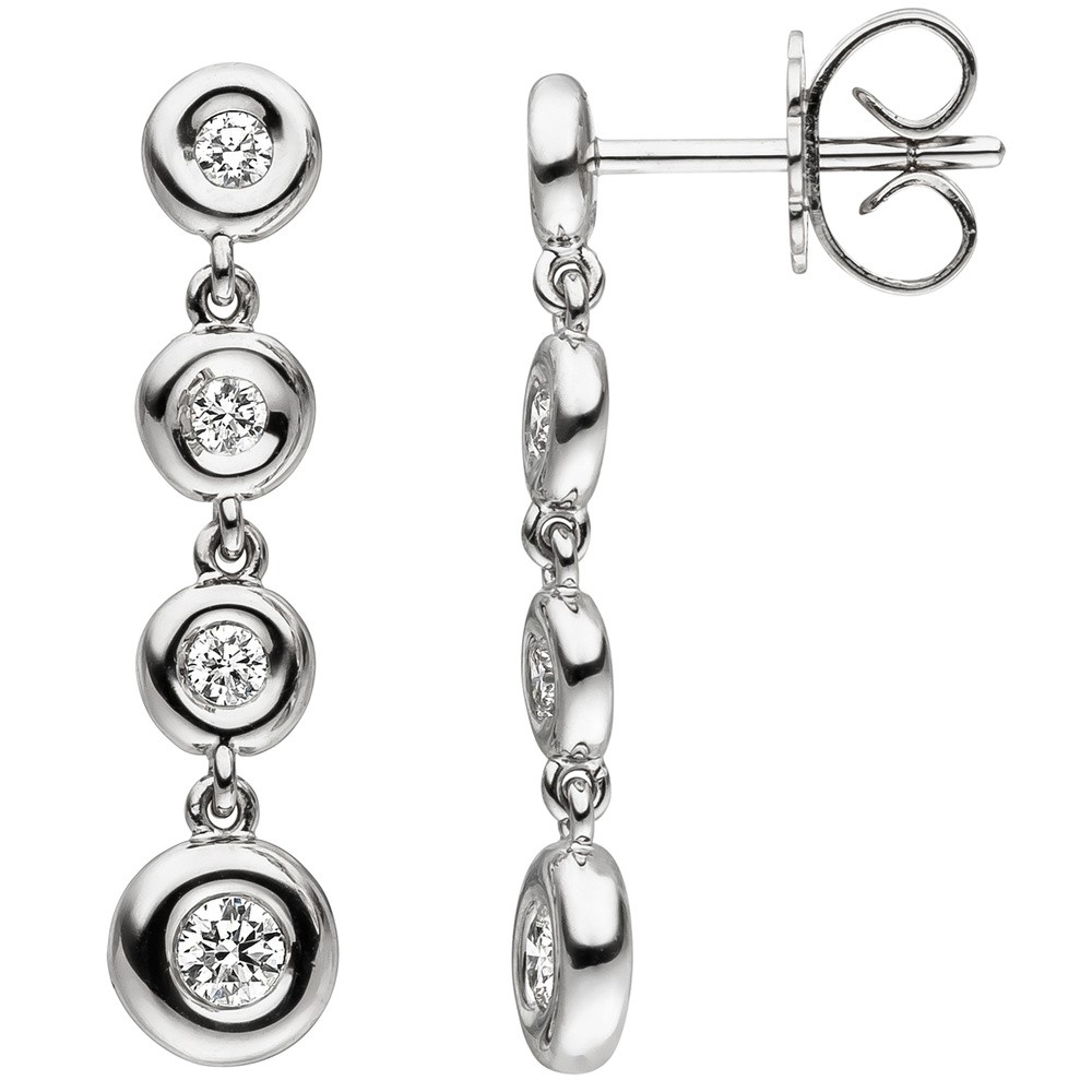 JOBO Ohrhänger 585 Weißgold 8 Diamanten Brillanten Ohrringe
