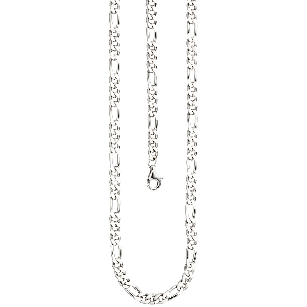 Figarokette 925 Silber diamantiert 50cm Karabiner