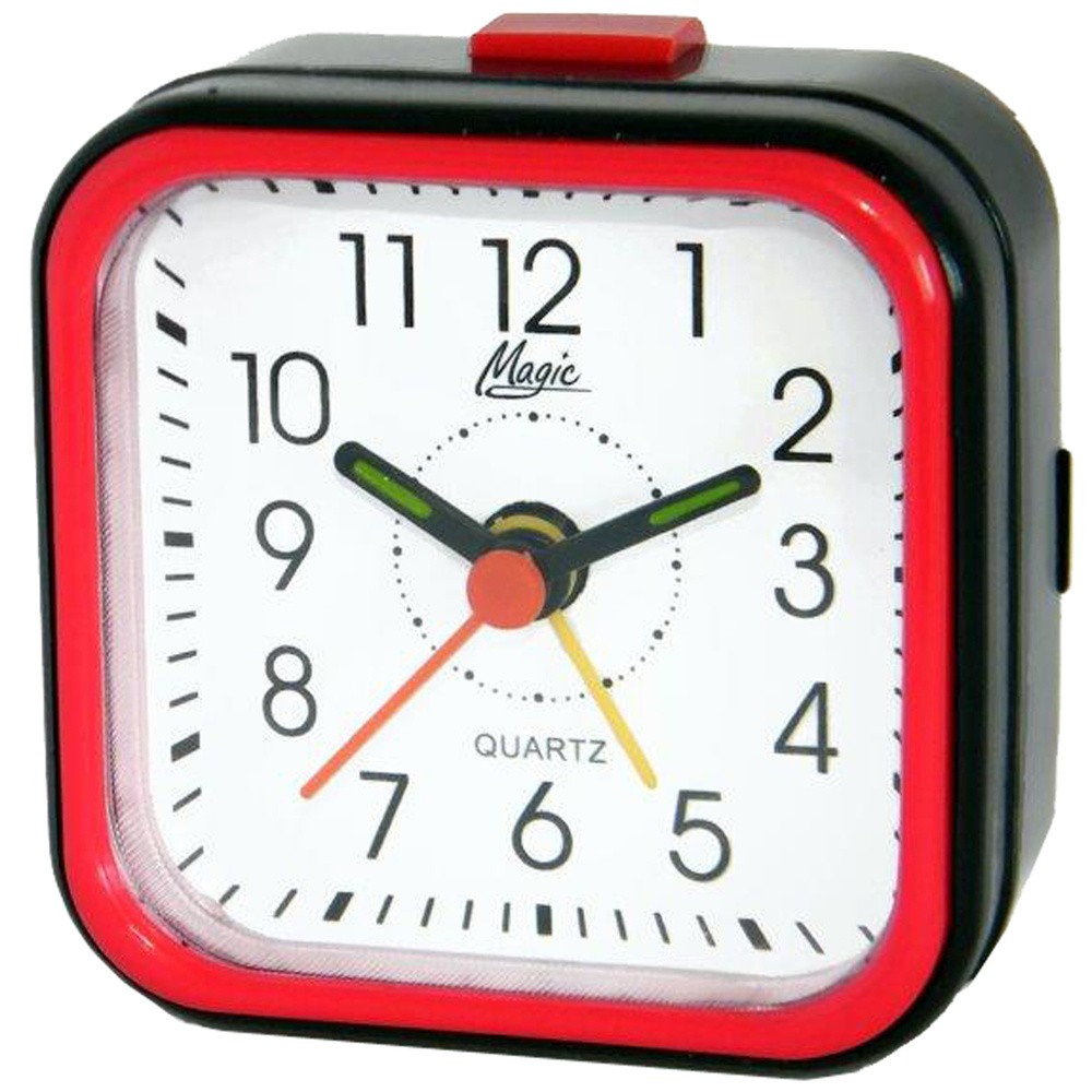 Magic Wecker Quarz analog rot schwarz eckig einfach schlicht