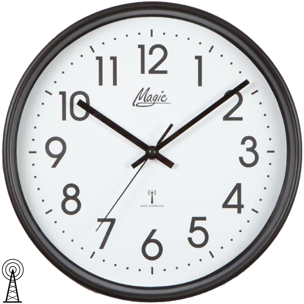 Magic Wanduhr Funk Funkwanduhr analog schwarz rund schlicht
