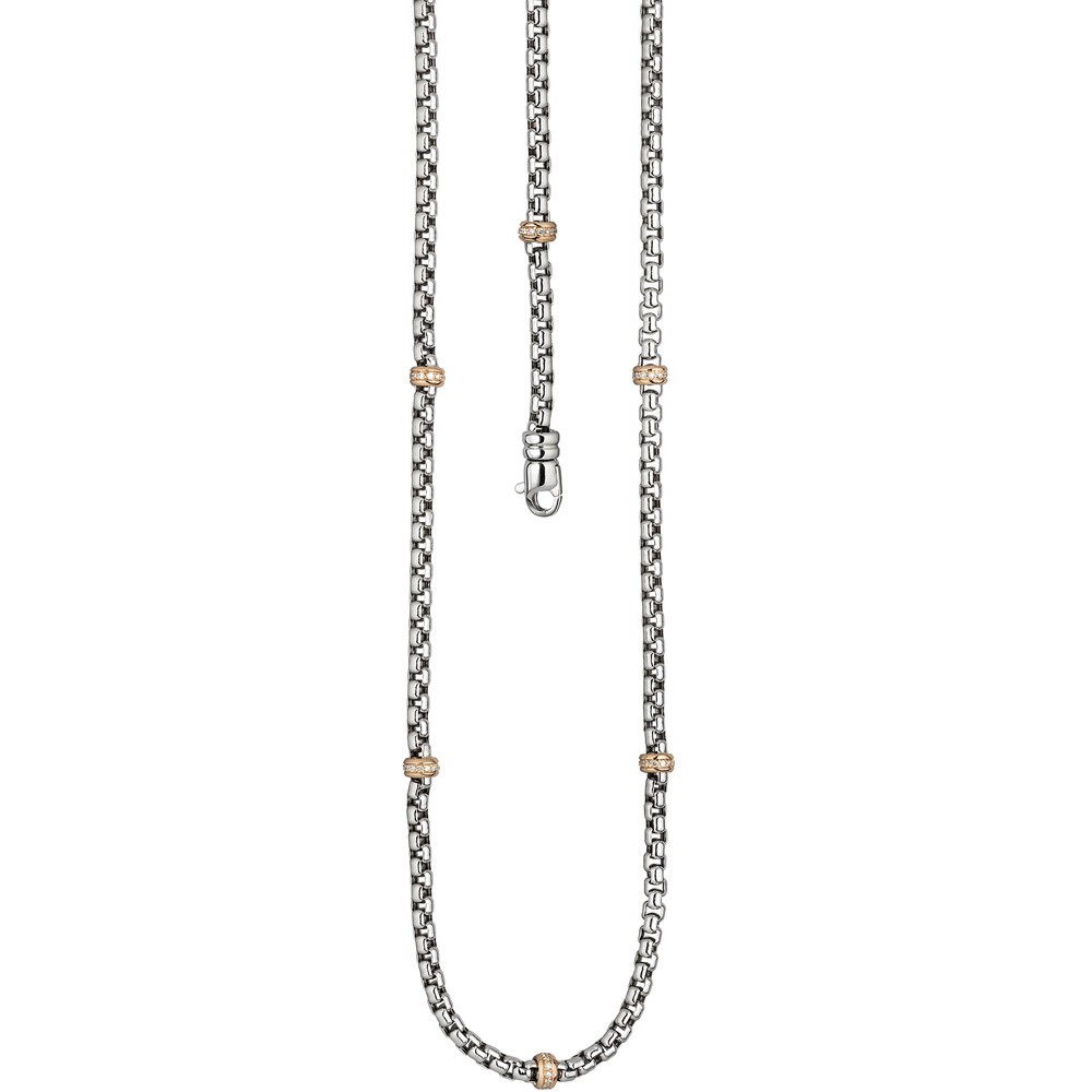 Collier Halskette 585 Weißgold Rotgold bicolor 65 Diamanten 45cm