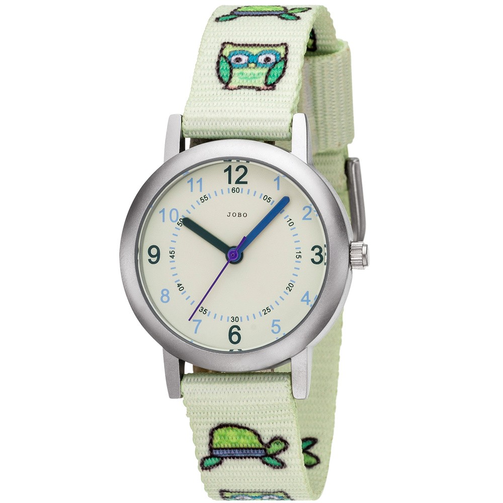 Kinder Armbanduhr Eule Eulen hellgrün grün Quarz Analog