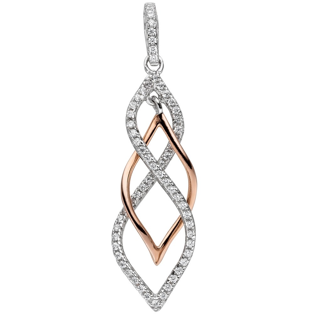 JOBO Anhänger 925 Sterlingsilber bicolor vergoldet mit Zirkonia