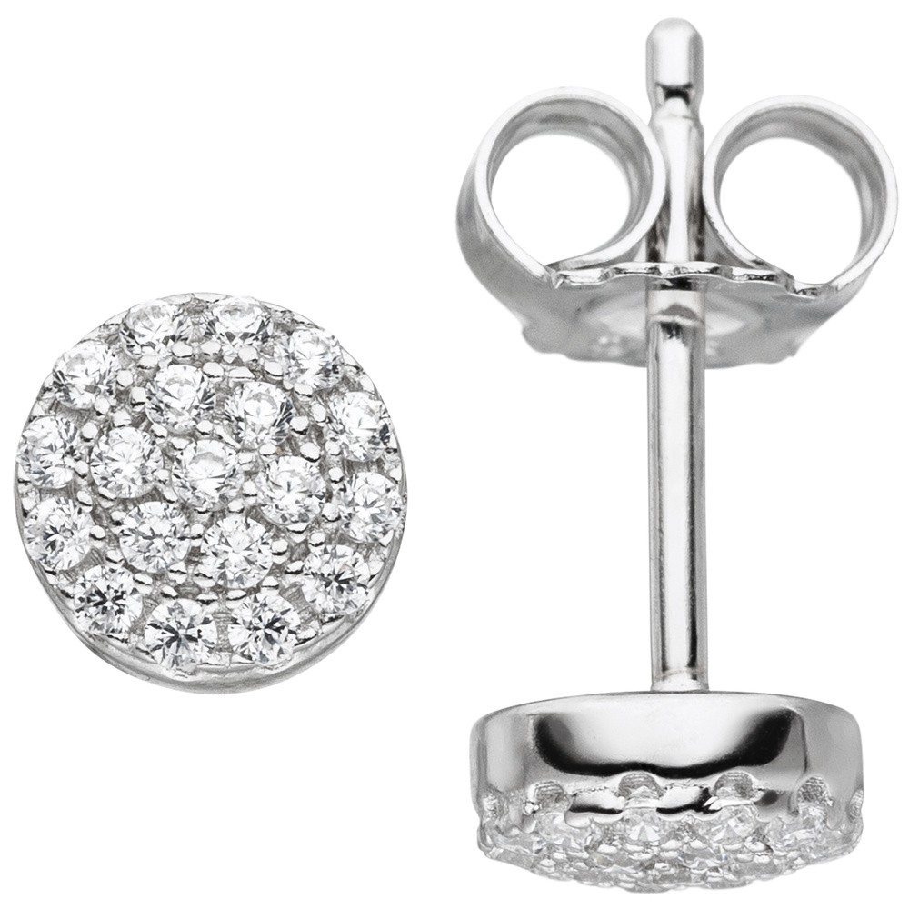 JOBO Ohrstecker rund 925 Sterlingsilber mit Zirkonia Ohrringe 6mm