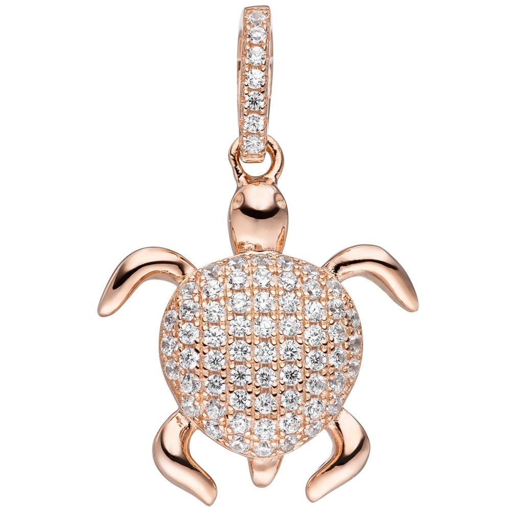 JOBO Anhänger Schildkröte 925 Sterlingsilber rotgold vergoldet mit Zirkonia