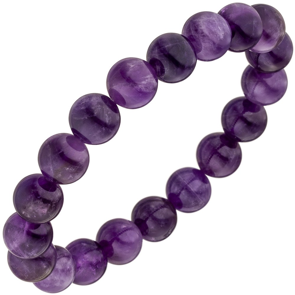Armband Amethyst lila violett 19cm Amethystarmband elastisch