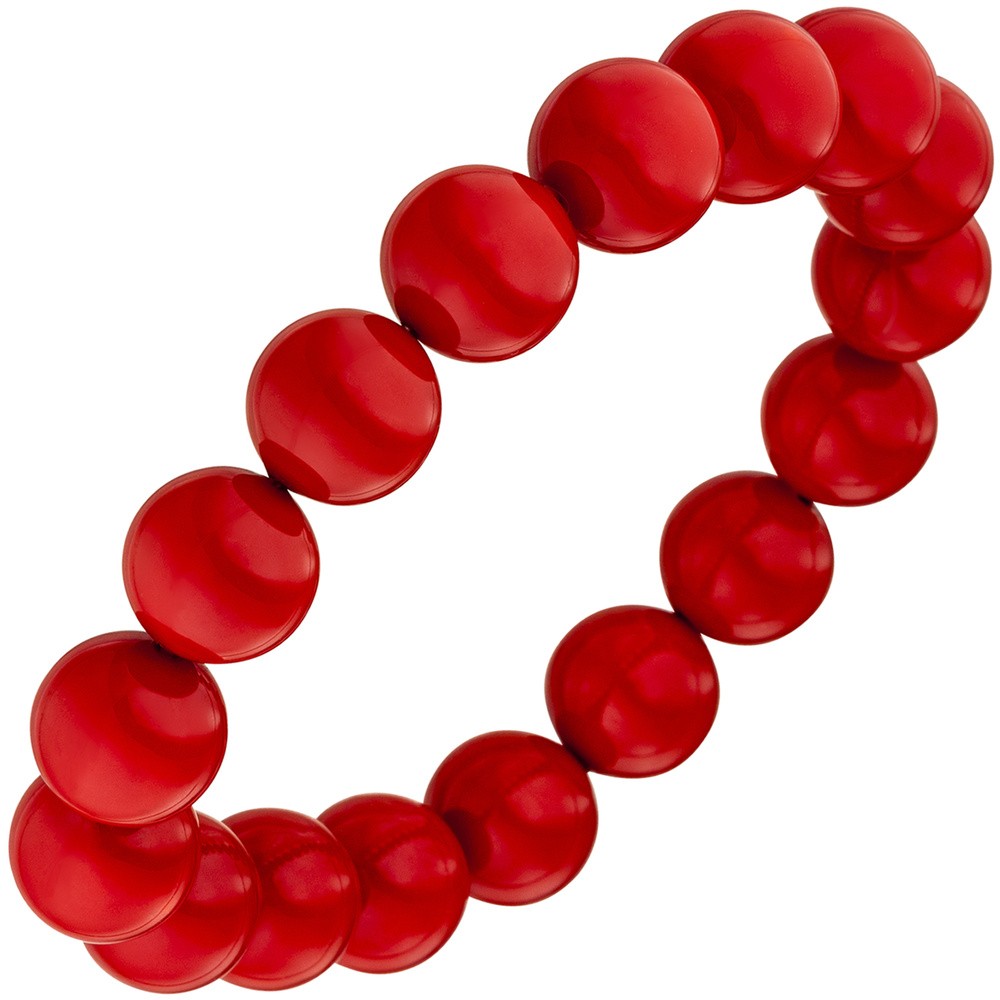 Armband Muschelkern Perlen rot 19cm elastisch und elastisch